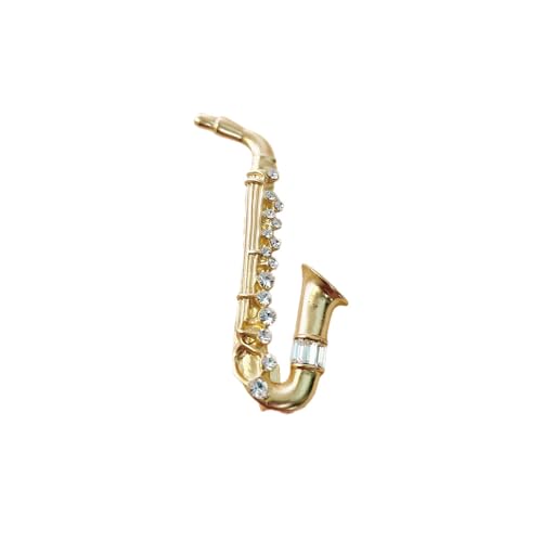 Image of Cute Saxophone Instruments Rhinestones Brooch Lapel Pins for Women Men Girls Delicate Musical Pin Dress Suit Shirt Scarf Jackets Hat Bag Brooches Musician Clothes Accessories Party Jewelry Gifts