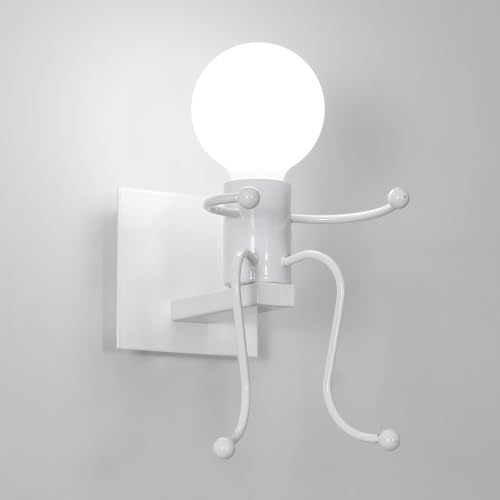 Dorlink Applique da Parete Interno, Applique da Parete E27 Moderno, Carino Applique Camera da Letto, Lampada da Parete Soggiorno, Bianco Applique per Corridoio, Scala, Cucina (Senza Bulbo)