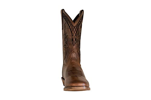 TuffRider Men's Grand Canyon Wide Square Toe Western Boot- Brown-With Free Assorted Striped Socks4