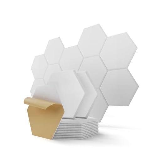 Hexagon Akustikplatten Selbstklebend, 12 Stück Hohe Dichte Schallabsorber für Decken-/Tür-/Wanddekoration und Akustische Behandlung, Studio/home/Gaming Deko (30x26x0.9cm)