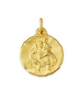 Médaille religieuse Saint Christophe or jaune 750/00 Argyor : pendentif classique en or
