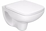 sanicomfort Hänge Wand-WC OPIA, eckig, spülrandlos, Abgang waagrecht, Sanitärkeramik, weiß, mit WC-Sitz Absenkautomatik