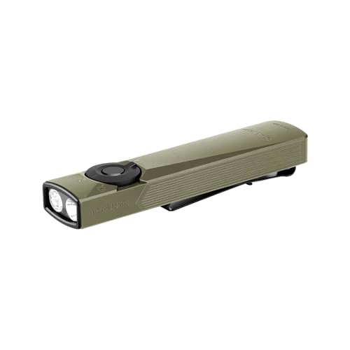 OLIGHT Arkfeld Ultra 1400 Lumen EDC Taschenlampe, wiederaufladbare kompakte Flashlight mit weißer LED, UV und grünem Licht, 3 Lichtquellen perfekt für Alltag, Arbeiten (Olive Grün)