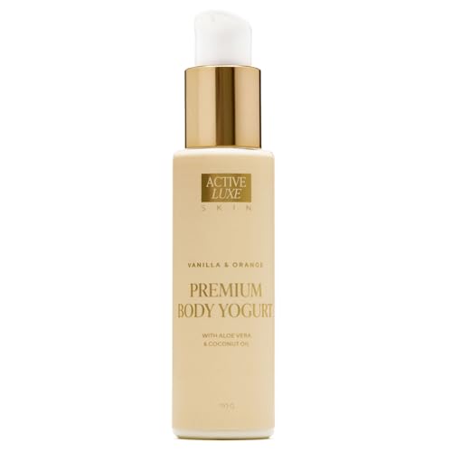 Active Luxe Premium Body Yogurt – Loción para después del sol con aloe vera y aceite de coco – Cuidado hidratante Aftersun para el rostro y el cuerpo – Cuidado de la piel natural – 110 g