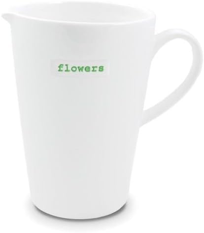 Keith Brymer Jones - Word Range - Ceramic X-Large Jug - Gift Boxed - Flowers - 1000ml, White, 1 Litres