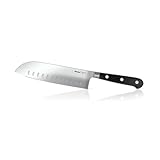 Metaltex GAIA - Cuchillo SANTOKU 30 cm. Hoja de acero inox al molibdeno, afilado cónico profesional, dureza HRC57 – mango ergonómico ABS negro.
