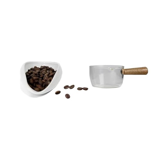 HSHQING White Coffee Bean Dosing Cup - 100ML Mini Espresso