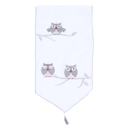 Cortina triangular bordada de búho MAGICLULU de poliéster artístico de alta densidad textil 2