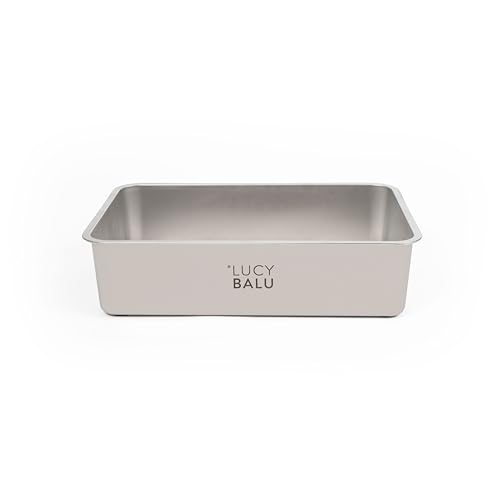 LucyBalu Lettiera per gatti in acciaio inox inodore | grande lettiera per gatti in acciaio inox | Lettiera aperta per l'ingresso dall'alto | hop-in gatti senza coperchio | WC per gatti | sabbia