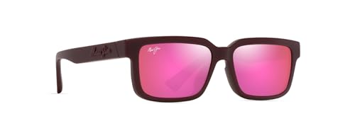 Maui Jim Hiapo AF Rectangle Sunglasses, Matte Burgundy/Maui Sunrise Polarized, Extra Large2
