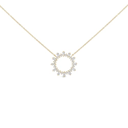 Haus of Brilliance 14K Yellow Gold Plated Sterling Silver 3/4 Cttw Diamond Starburst Pendant Necklace