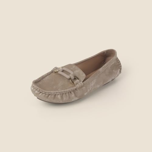 Image of Metro Women's Beige Slip On Closure Casual - Loafers with Flat Sole