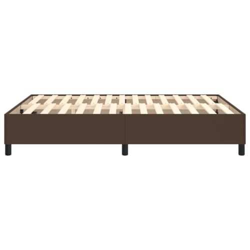 Eleganz Bettgestell 140x200 cm Braun Kunstleder - Modernes Bettgestell für Schlafzimmer, Lederbett mit stabilen Füßen und Leichter Montage - Ideal für kleine Räume