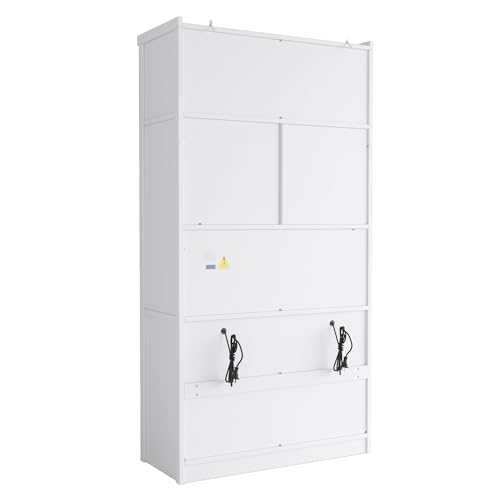 Image of Ball & Cast 80″Tall Freestanding Kitchen Pantry Cabinet with 2 Power Outlets & 3 Large Drawers,41 inch W Versatile Farmhouse Pantry Storage Cabinet w /Adjustable Shelves and Door Shelves,for Kitchen