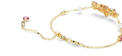 Swarovski Gema bracelet Crystal pearl, Mixed cuts, Flower, Pink, Gold-tone plated3