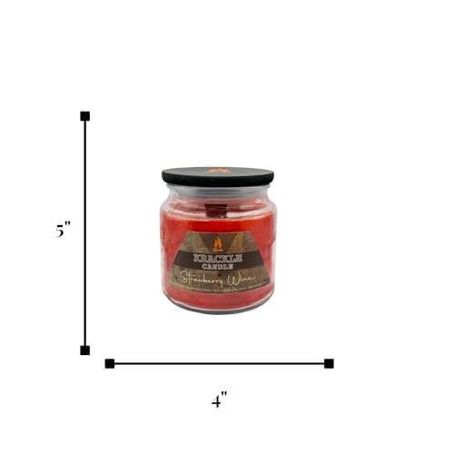 Image of Krackle Candle | Strawberry Wine | 16 oz Scented Candle with Natural Crackling Wooden Wick | Poured in the USA | Fruity Strawberry & Summer Berry Fragrance