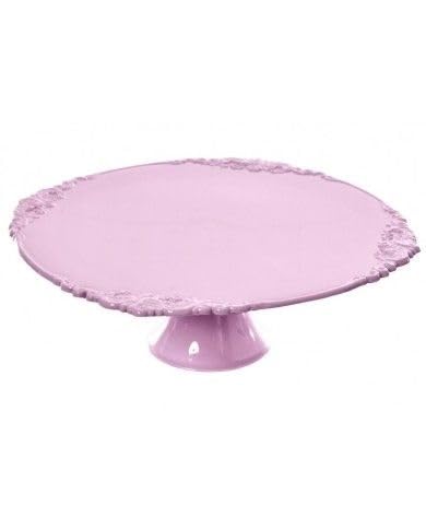 Golden Hill Alzata per dolci Alzatina torta e frutta, di plastica Grande (Rosa, ø31 h10)