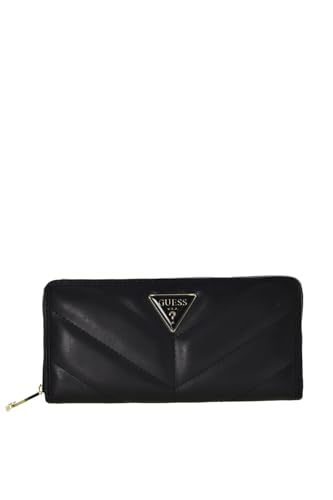 Portefeuille XL GUESS Natalie en denim matelassé avec finitions soignées pour femme chic