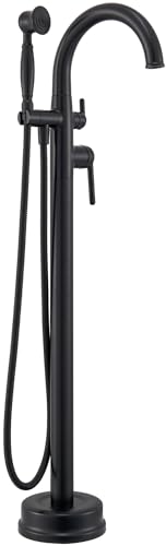 Wintap Freestanding Bathtub Faucet Matte Black Floor Mount Tub Faucets High Flow Max 6.6GPM/60PSI Vintage Hand Shower&Swivel Spout