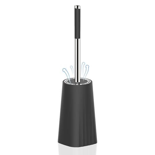 SetSail Toilet Brush Compact Size Toilet Bowl Brush and Holder Toilet Brushes for Bathroom with Stainless Steel Handle Toilet Cleaner Brush with Durable Scrubbing Bristles Splash-Proof