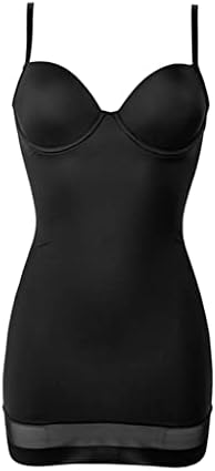 XXL Slips with Underwire Cup Women Body Shapers Stretchable Safety Underwear Dress Strap Black (Color : Black, Size : L)