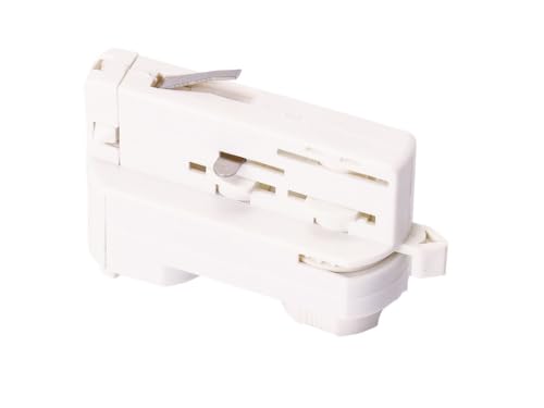 Conector de carril LED, salida de cable, color blanco, para iluminación directa y conexión de puntos de luz.