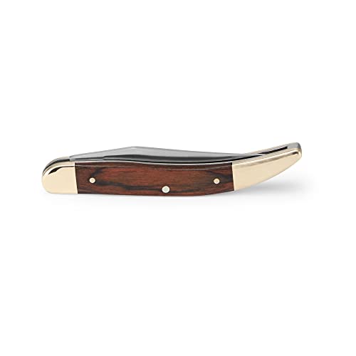 Image of Buck Knives 385 Toothpick Single-Blade Folding Pocket Knife, Woodgrain Inlay Handle with Nickel Silver Bolsters, 420J2 Steel Modified Clip Blade, EDC Pocket Knife, 0.8 oz