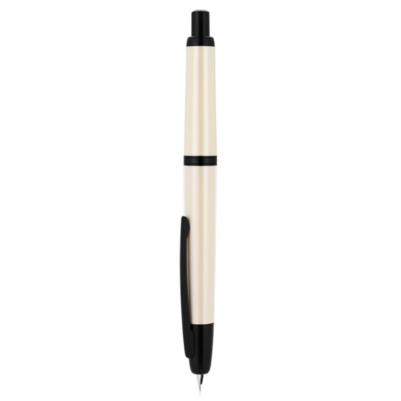 Jinhao 20 Series Press Fountain Pen, Ivory White Retractable Medium Nib with Ink Converter Set (Black Clip)