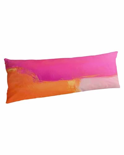 Kontanderi Orange Ponk Body Pillow Cover, Soft Breathable Gradient Splatter Foil Painting Grunge Art Pillow Covers with Envelope Closure Decorative Pillow Shams for Bed Sofa Couch Chair 20"x54"