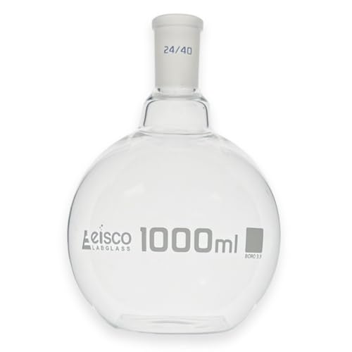 EISCO - Eisco Labs - 1000 mL Flat Bottom Boiling Flask with 24/40 Ground Joint, Borosilicate Glass, Ideal for Organic Chemistry, Heating, Distillation, Reflux, Extractions & Solution Preparation in Labs