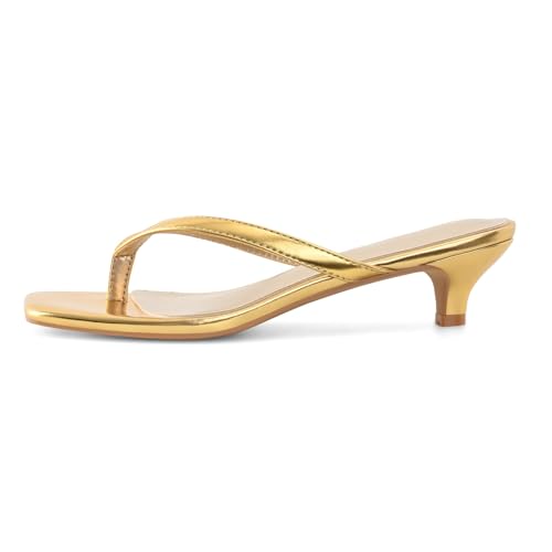 Image of Women's Flip-Flops Kitten Heels Thong Sandals For Women Square Toe Slip On Fashion Summer Dress Sandals