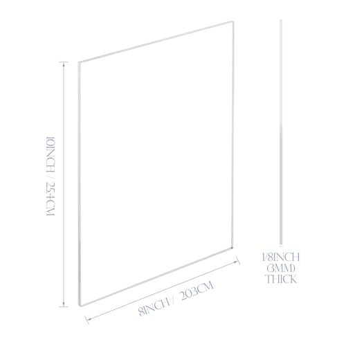 Image of 10 Pack 8 inchx10 inch Clear Acrylic Sheets 1 /8 inch Thick (3mm) Cast Acrylic Plexiglass Sheet Transparent Plastic Sheets for Sign, Laser Engraving and Cutting, Crafting, DIY Display Projects