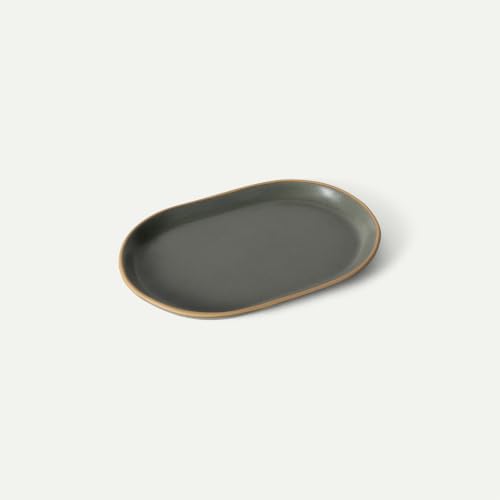 Mora Ceramic Decorative Tray - 10.6in Dish for Jewelry, Soap Dispenser, Perfume, Makeup, Accessories, Candle, in the Bathroom Vanity, Bedside, or Kitchen Counter. Cute Organizers - Storm