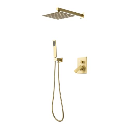 Mélangeur de douche dissimulé G1/2 jet de pluie 20 cm et robinet mural brossé