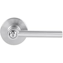 Delaney Hardware RD Privacy Door Handle, Fits Door 1-3/8 to 1-3/4 in. Thick, Satin Nickel Reversible Left/Right-Handed Bed & Bathroom Push Button Door Lever Easy to Install