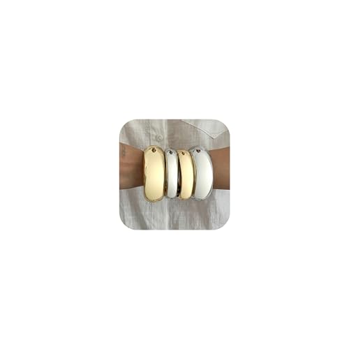 Chunky Gold Bangles Bracelets for Women Trendy Silver Stack Bracelet Minimalist Wide Bangle Jewelry