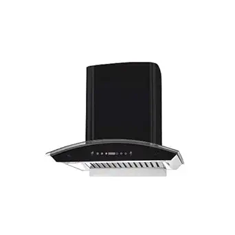KAFF 75 CM Auto Clean Curved Glass Kitchen Chimney, 1150 m3/hr Suction Capacity with Motion Sensor, Touch Control, SS Baffle Filter, Matt Black Finish (RIO DHC 75, Black)