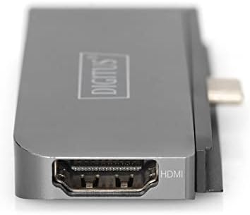 DIGITUS USB-C Multisportowa stacja dokująca - 4 porty - 1x HDMI (4K@30Hz) - 1x USB 3.0 / USB 2.0, 1x USB Type-C - Jack Audio - szary
