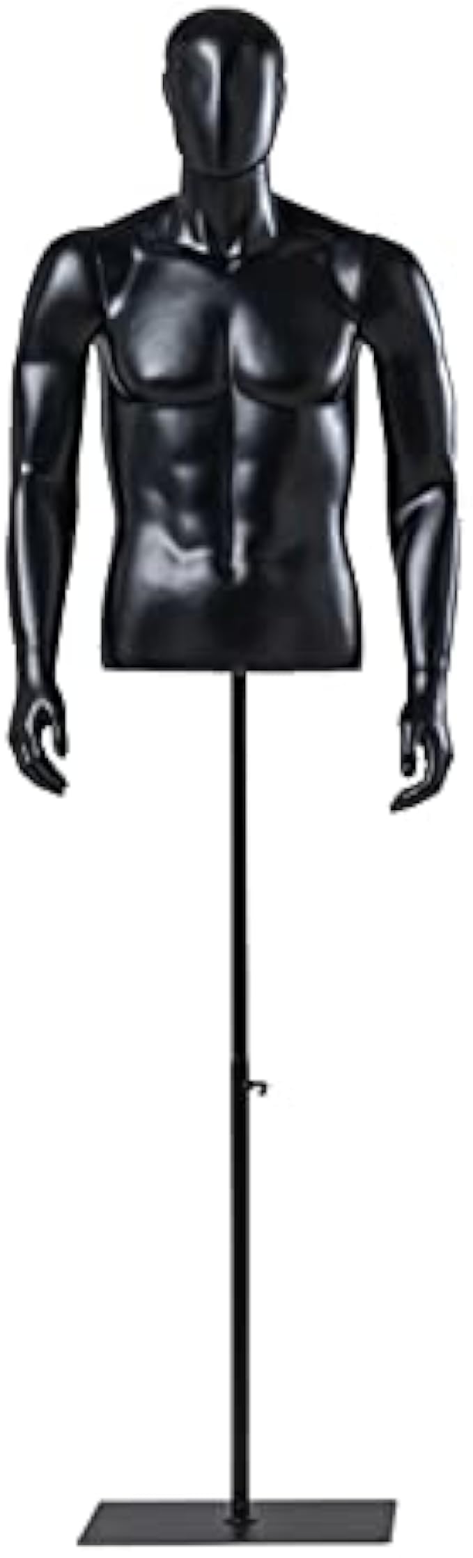 Male Mannequin Torso Manikin Dress Form 47-78 Inch Height Adjustable Detachable Arms Sewing Dress Model Mannequin, Mannequin Display with Metal Base Stand Head Dress Mannequin Clothing Form (Black)