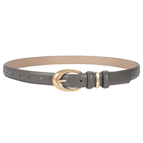 Image of TRIWORKS Women Leather Belt for Jeans Pants Fashion Ladies Skinny Faux Leather Dress belt with Gold Buckle
