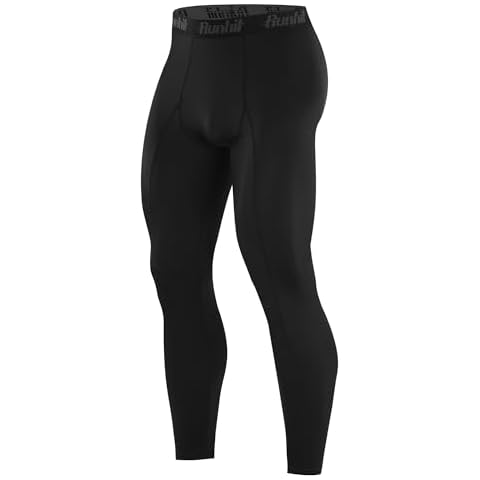 Runhit Men’s Compression Pants Running Tights Workout Leggings Athletic Base Layer Pants for Sports Yoga Basketball Black M Cover