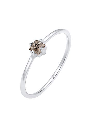 Preisvergleich Produktbild Elli PREMIUM Ring Bandring Rauchquartz Stein Swarovski® 925 Silber
