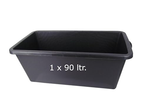 Bandeja para mortero de 65 l Profi-Line, caja para mortero de 65 litros, de plástico flexible resistente, 30,5 x 80 x 40 cm, fabricado en Alemania (1 x 90 l)