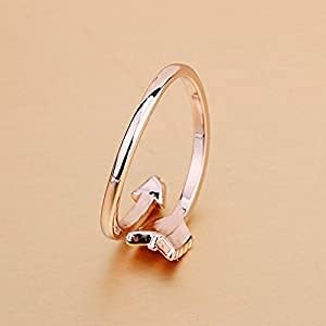 Hithop Silver and Rose Gold Open Adjustable Love Arrow Ring for Girls (Rose Gold)