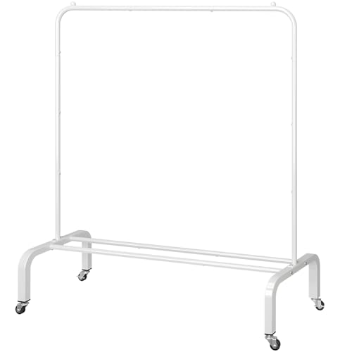 JIUYOTREE Metal Clothing Rack with Wheels, 43.3 Inches Rolling Clothes
