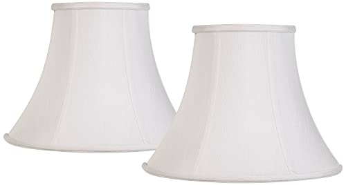 Set Of 2 Bell Lamp Shades White Medium 7" Top X 14" Bottom X 11" Slant X 10.5" High Spider With Replacement Harp And Finial Fitting - Imperial Shade #TOP17