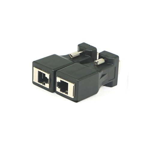 GAROZATION 2 Pcs Vga to Adapter Cable Network Extension Amplifier Cable Extension Adapter Network Cable Connector Converter Adapter Svga Adaptor Computer Extra Converter Black