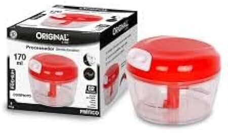 Processador de Alimentos Manual 170ml com 2 Lâminas – Original Line, Linha Premium, Compacto e Prático para Picar e Triturar (VERMELHO)