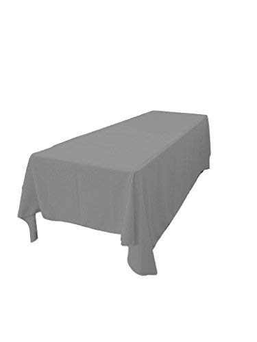 La Linen Polyester Poplin Washable Rectangular Tablecloth, Stain And Wrinkle Resistant Table Cover 90X132, Fabric Table Cloth For Dinning, Kitchen, Party, Holiday 90 By 132-Inch, Gray Dark #TOP1