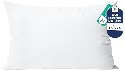Image of ROYALE LINENS 16 x 24 Pillow Insert - Down Alternative Throw Pillows Insert - Rectangle Pillow Pack of 1 White - Bed & Couch Pillows - Inner Cushion for Bed, Cushion for Living Room - Shams Stuffer